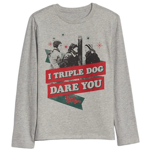 Gap Kids Warmer Brothers Triple Dog Dare You Gray Graphic Long Sleeve Shirt XXL
